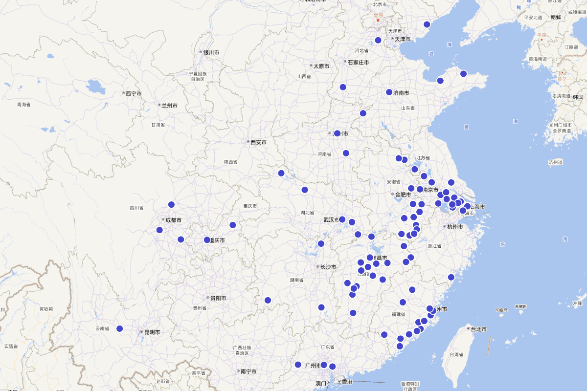 明代瑞安县官员籍贯分布图（参考《乾隆瑞安县志》）