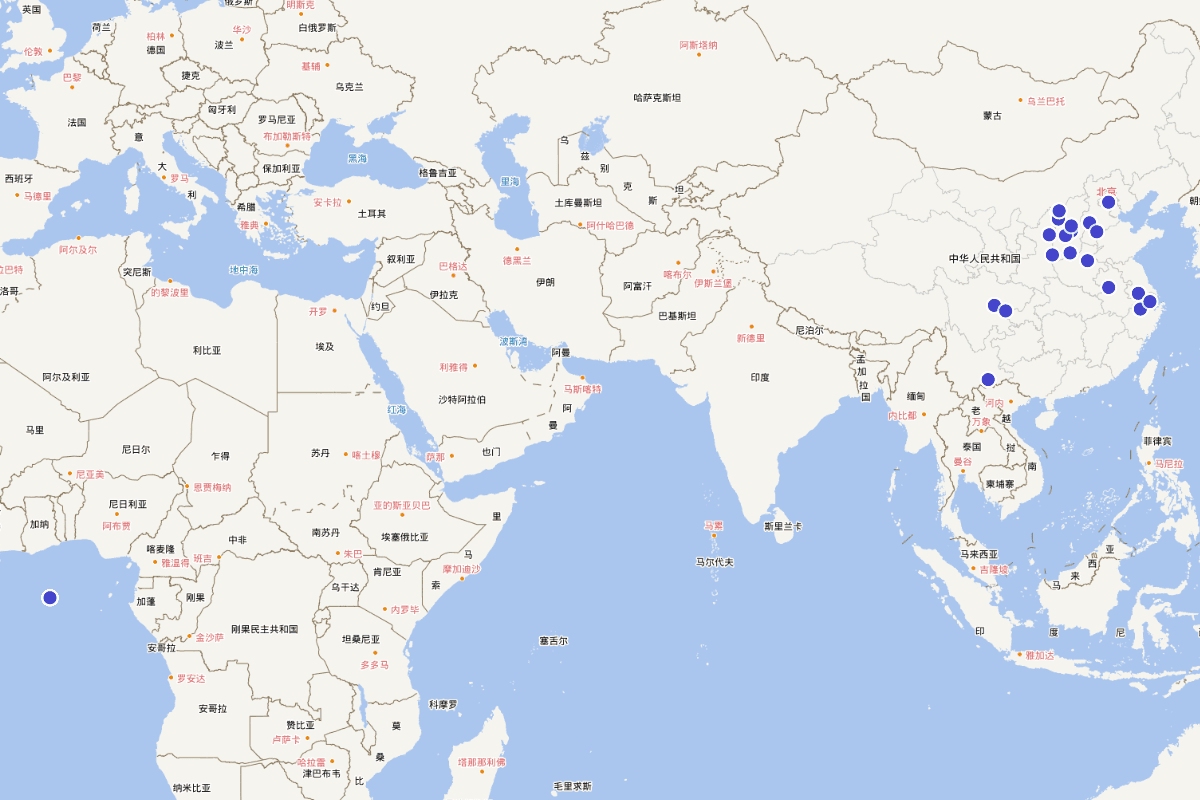 白氏行迹分布图（CBDB数据）