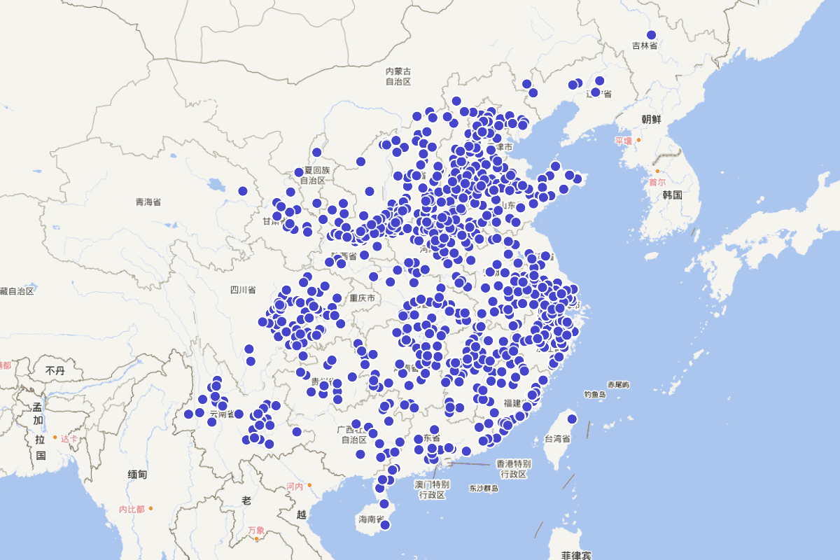 古代杨姓人物地理分布（CBDB数据）