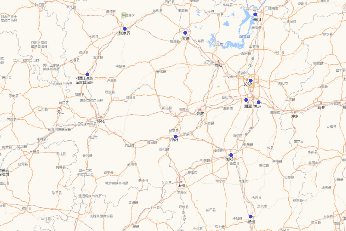 湖南省5A景区分布图（截止2024年5月）