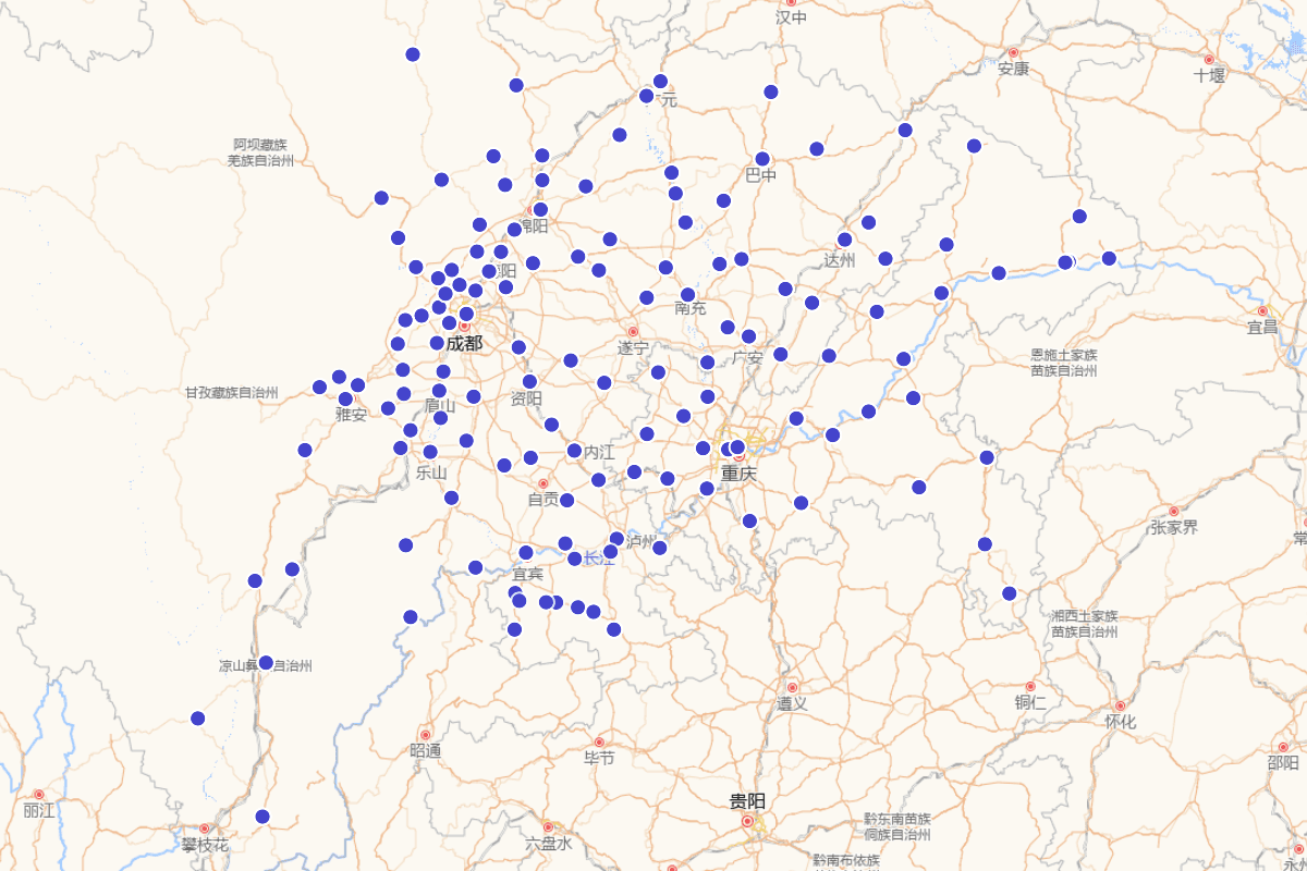 清代四川书院学堂分布图