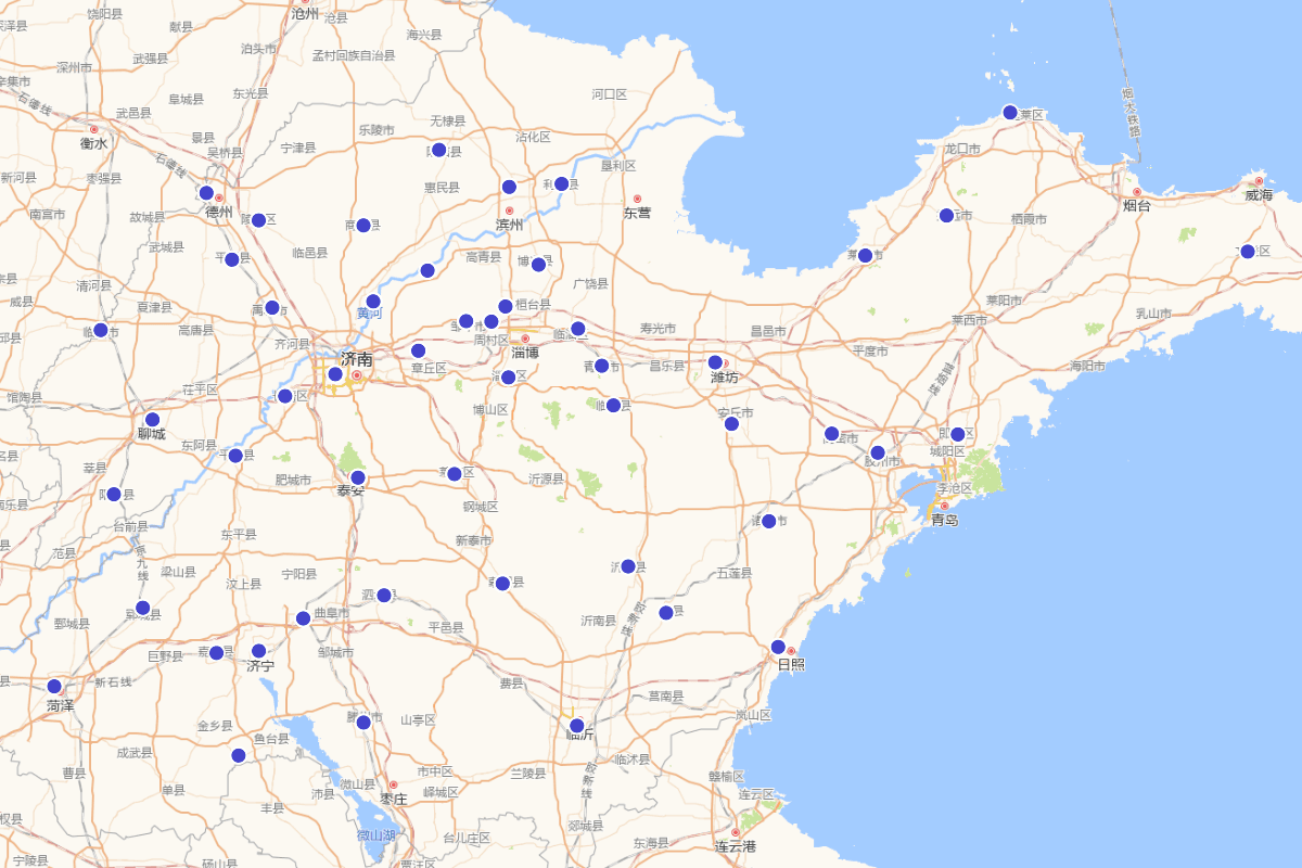 《聊斋志异》故事山东分布密度图