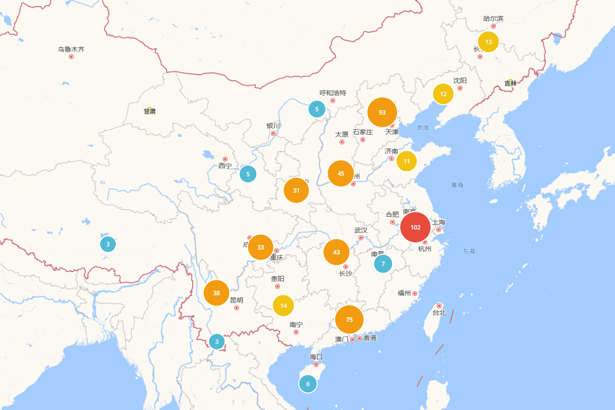 500个旅游景点聚合图