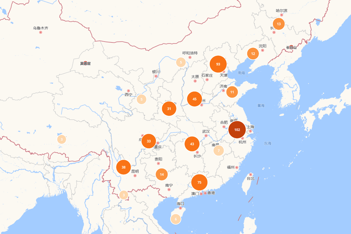 500个旅游景点聚合图