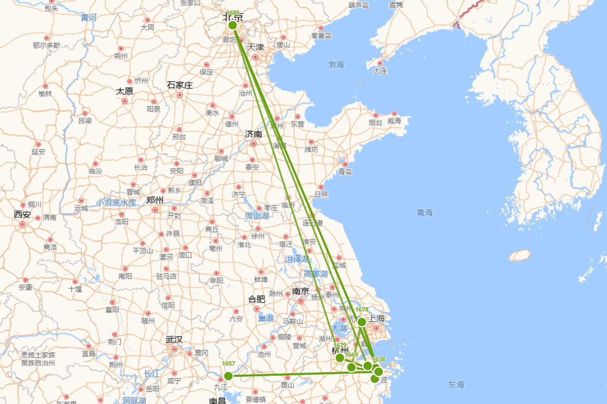 万斯同（1638年-1702年）行迹图