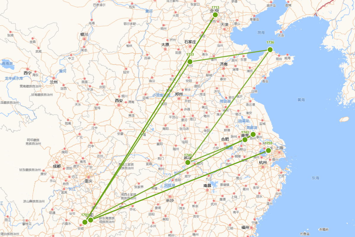 陈法交游分布图(1692—1766)