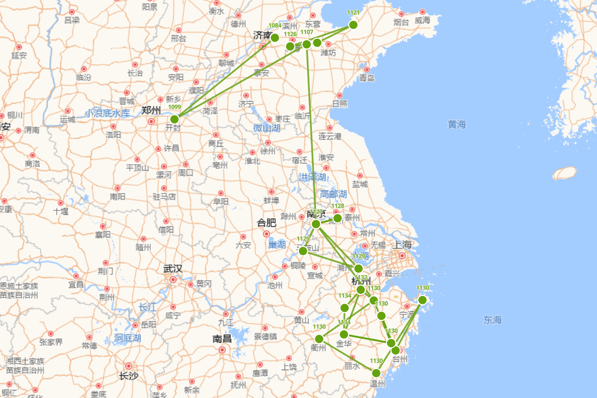 新编李清照行迹图（1084-约1055）