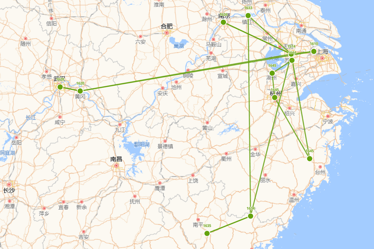 冯梦龙行迹图（1574年—1646年）