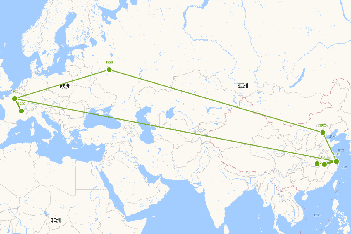 陈乔年行迹图（1902-1928）