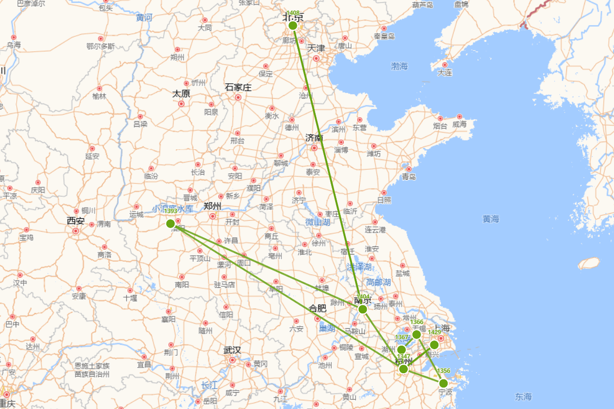 瞿佑行迹图（1347～1433）