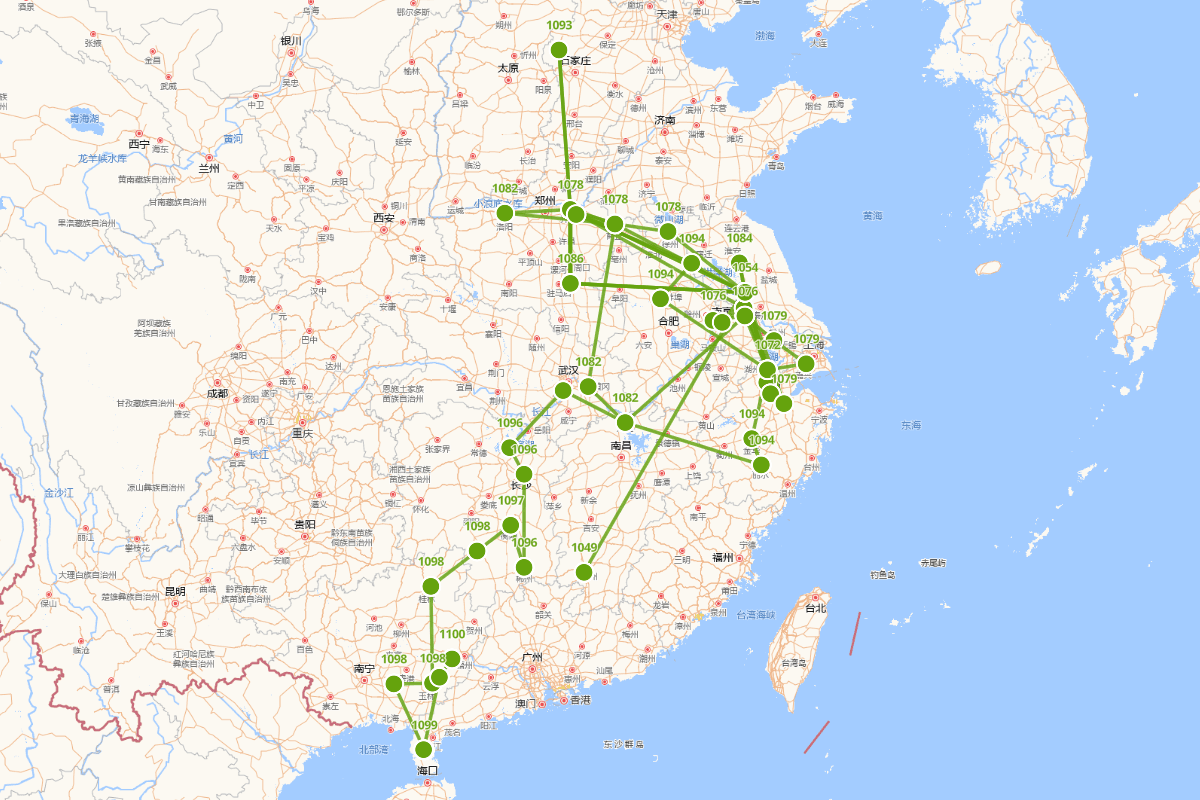 秦观行迹图（1049—1100）