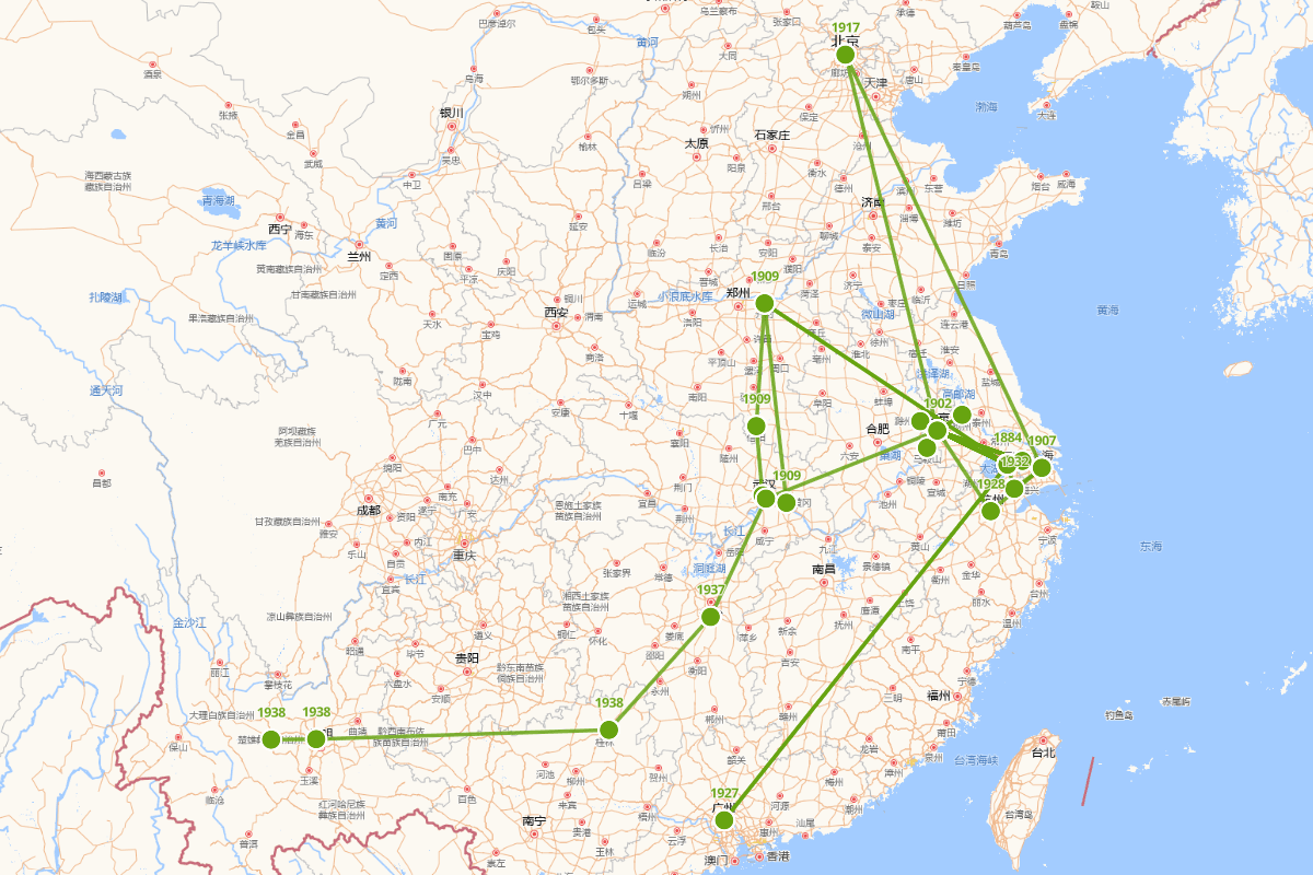 吴梅行迹图（1884-1939）