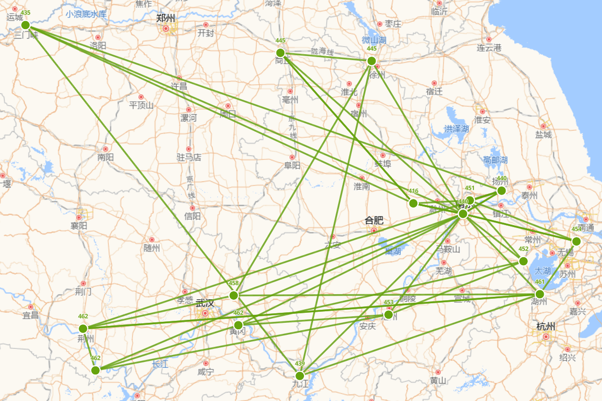 鲍照行迹密度图（416？——466）
