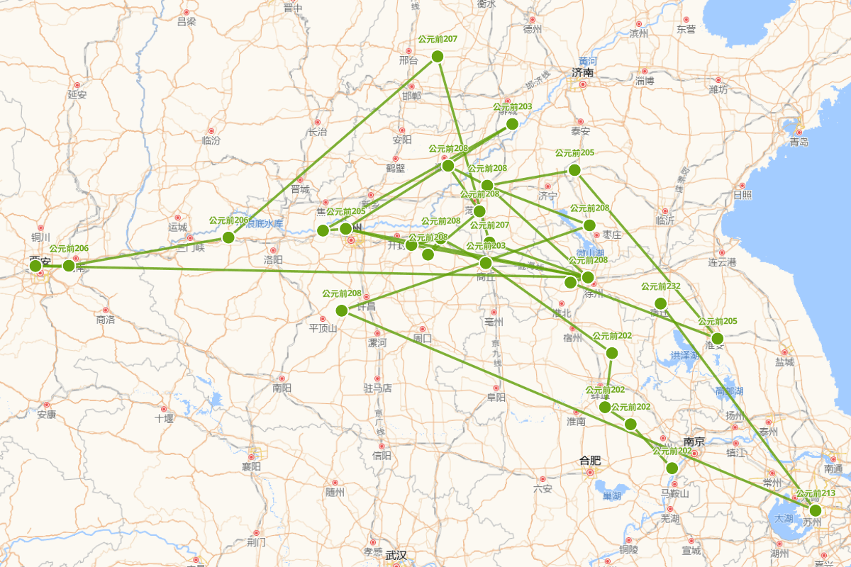 项羽行迹图（公元前232-公元前202）