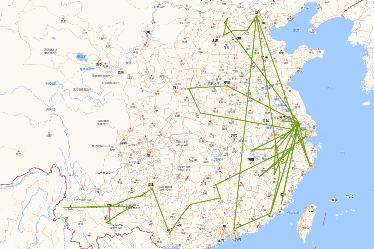 徐霞客行迹图（1613-1638）