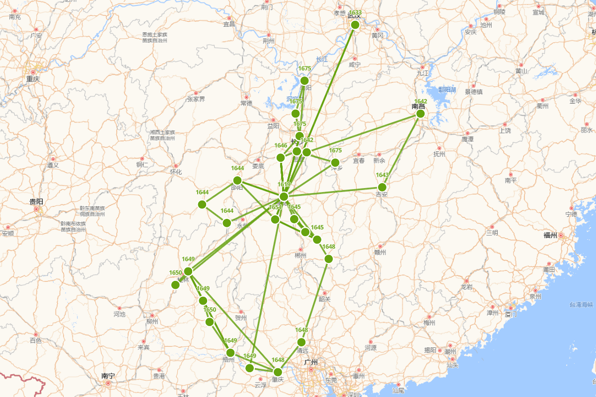 王夫之行迹图（1619—1692）