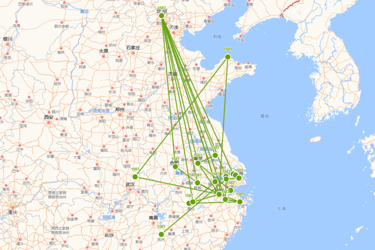万历十五年（1587年）文人活动地点图