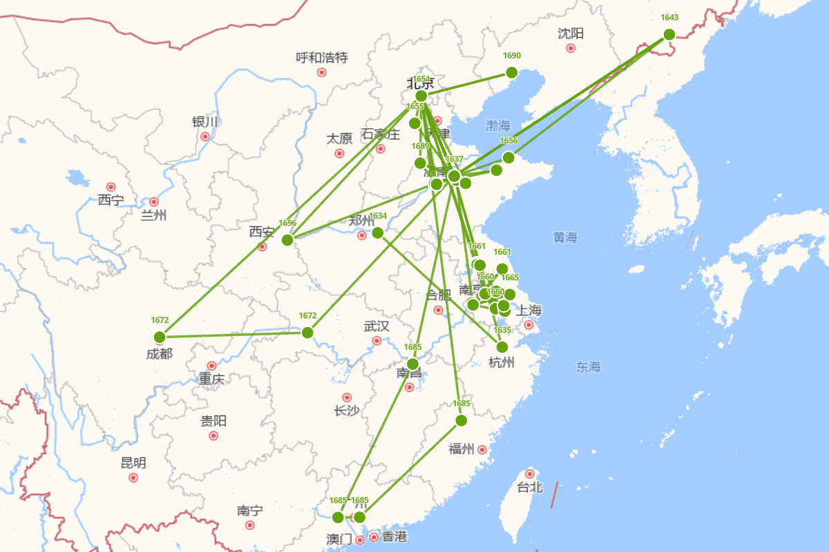 王士禛（1634-1711）行迹图