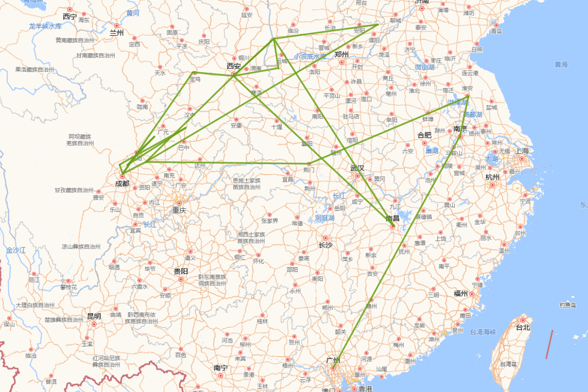 王勃行迹图（650-675）