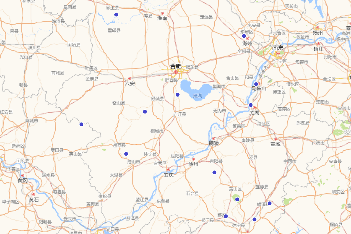 安徽省5A级景区分布图（截至2024.7）