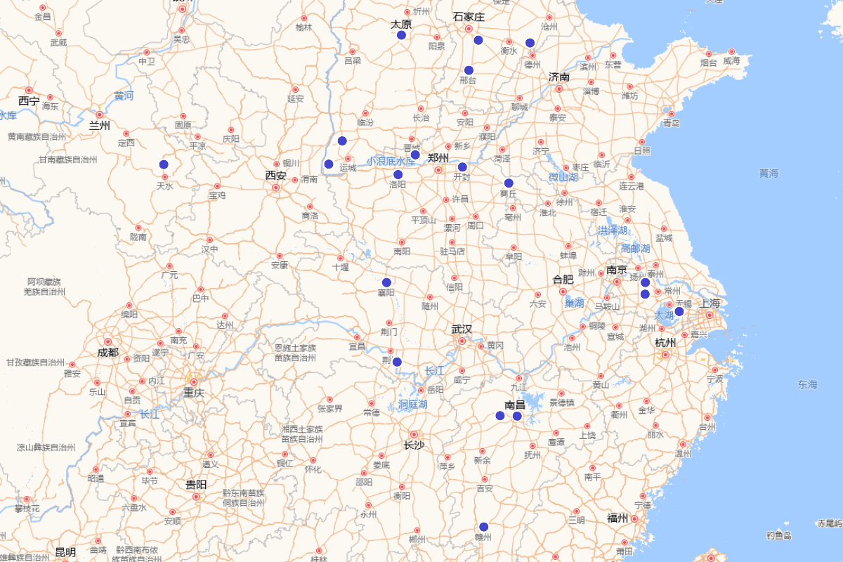 《河岳英灵集》所选诗人籍贯分布图