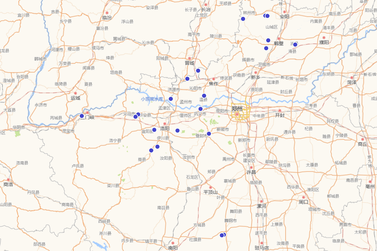 河南省石窟与摩崖分布图