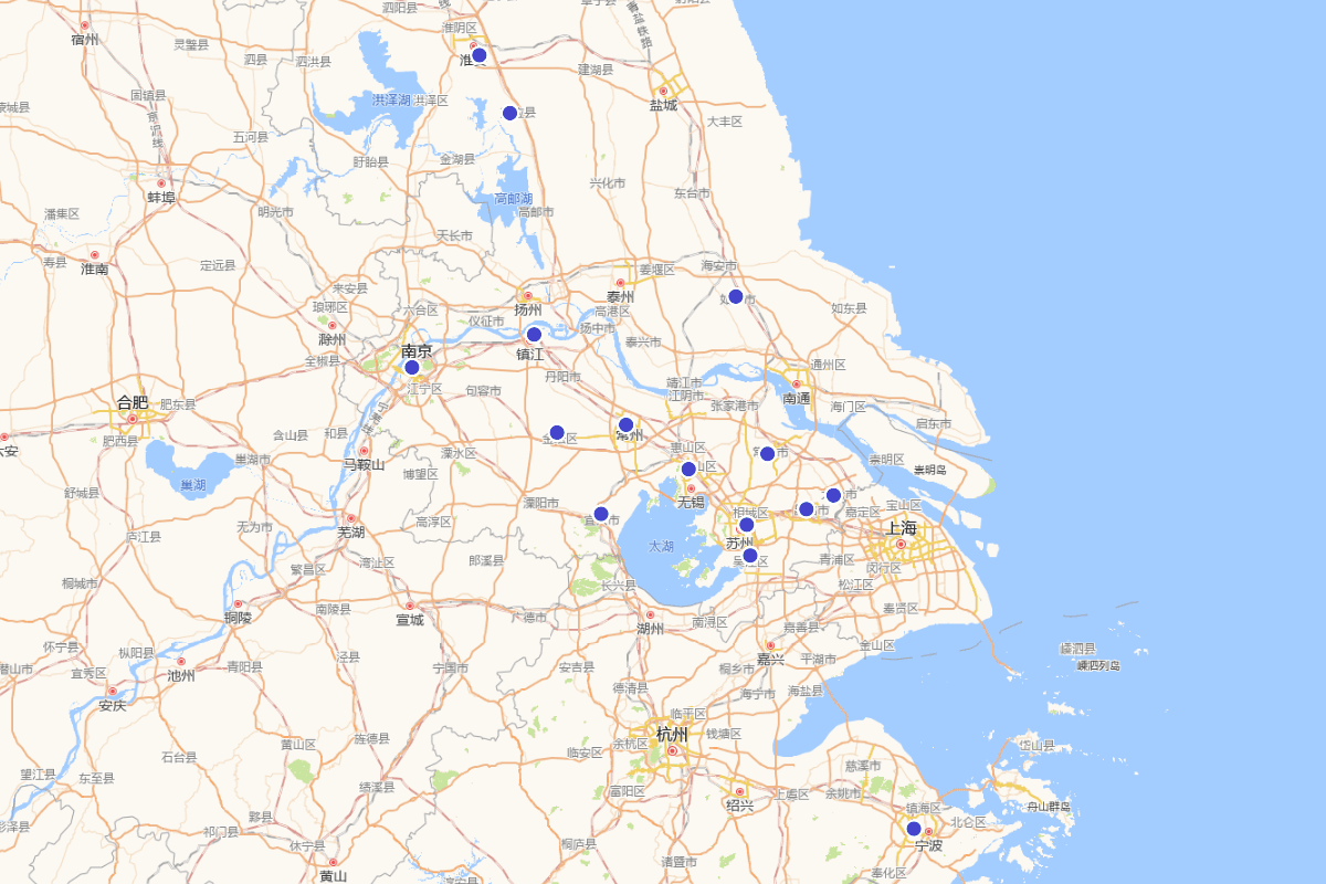 明代江苏地区戏曲家分布图