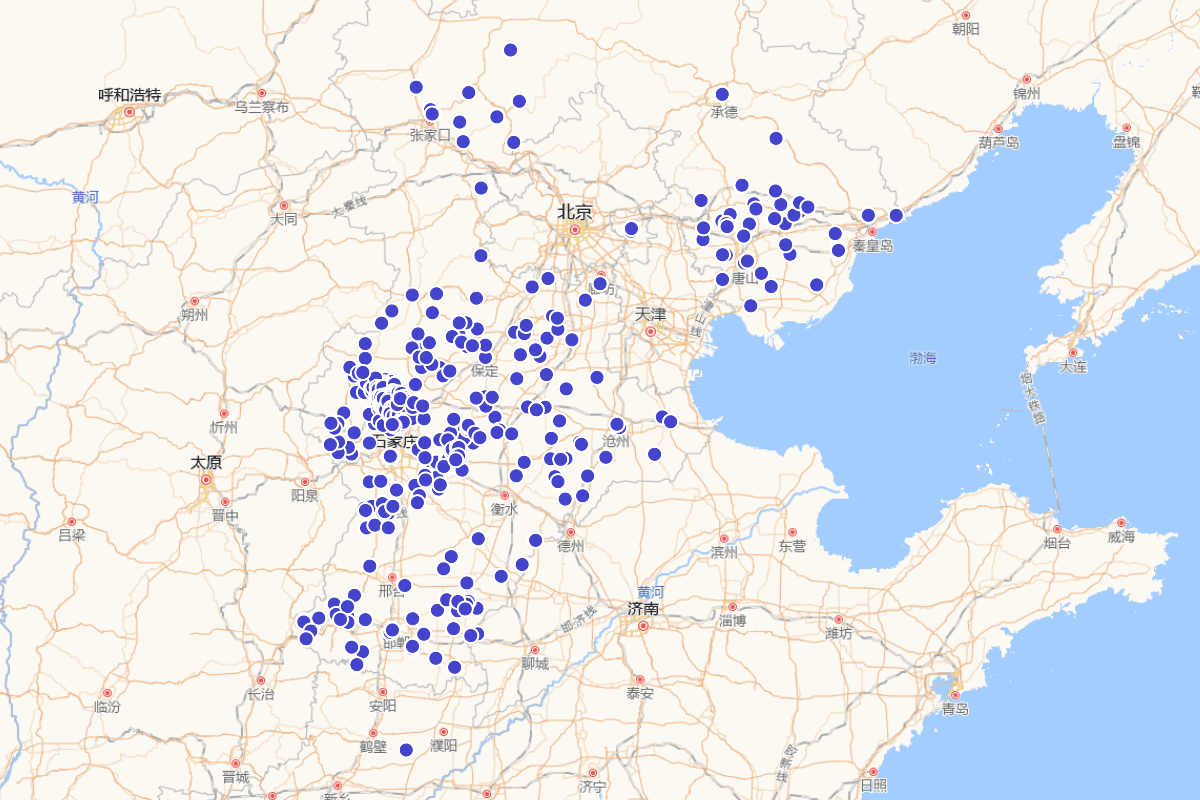 河北省抗日纪念设施分布图