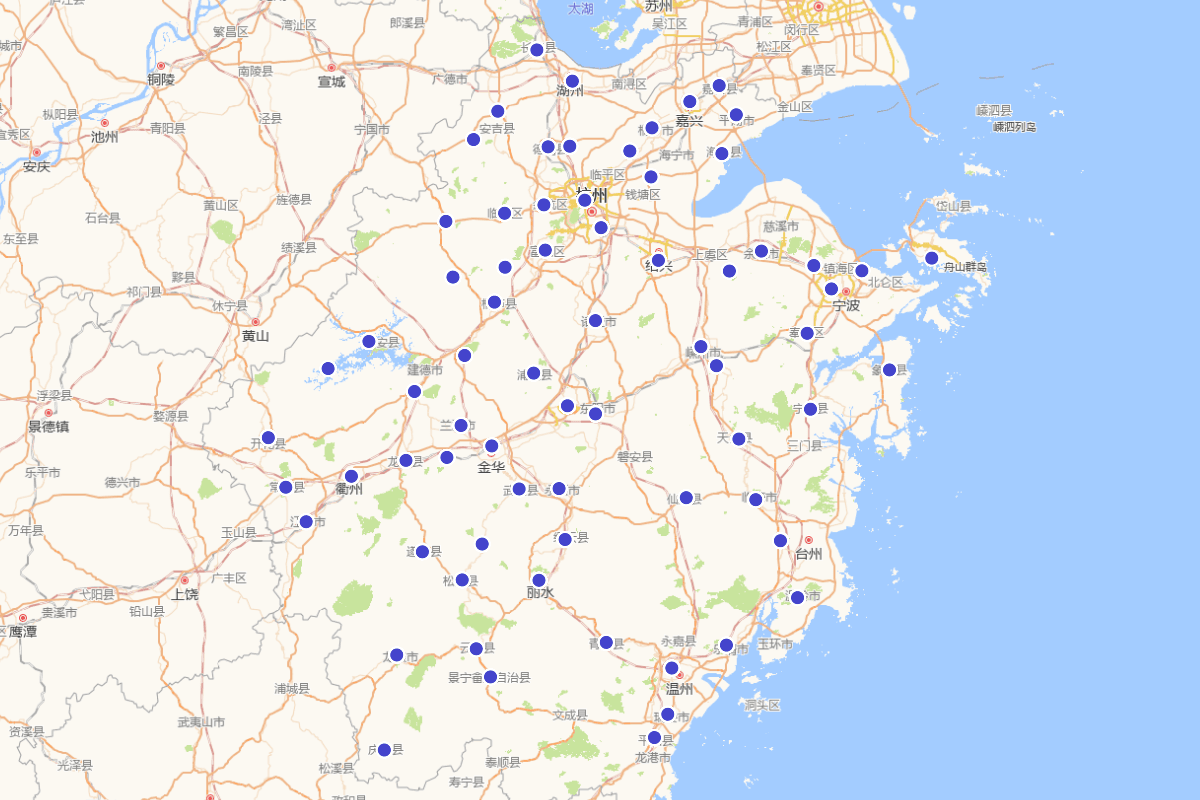 明代浙江进士分布图