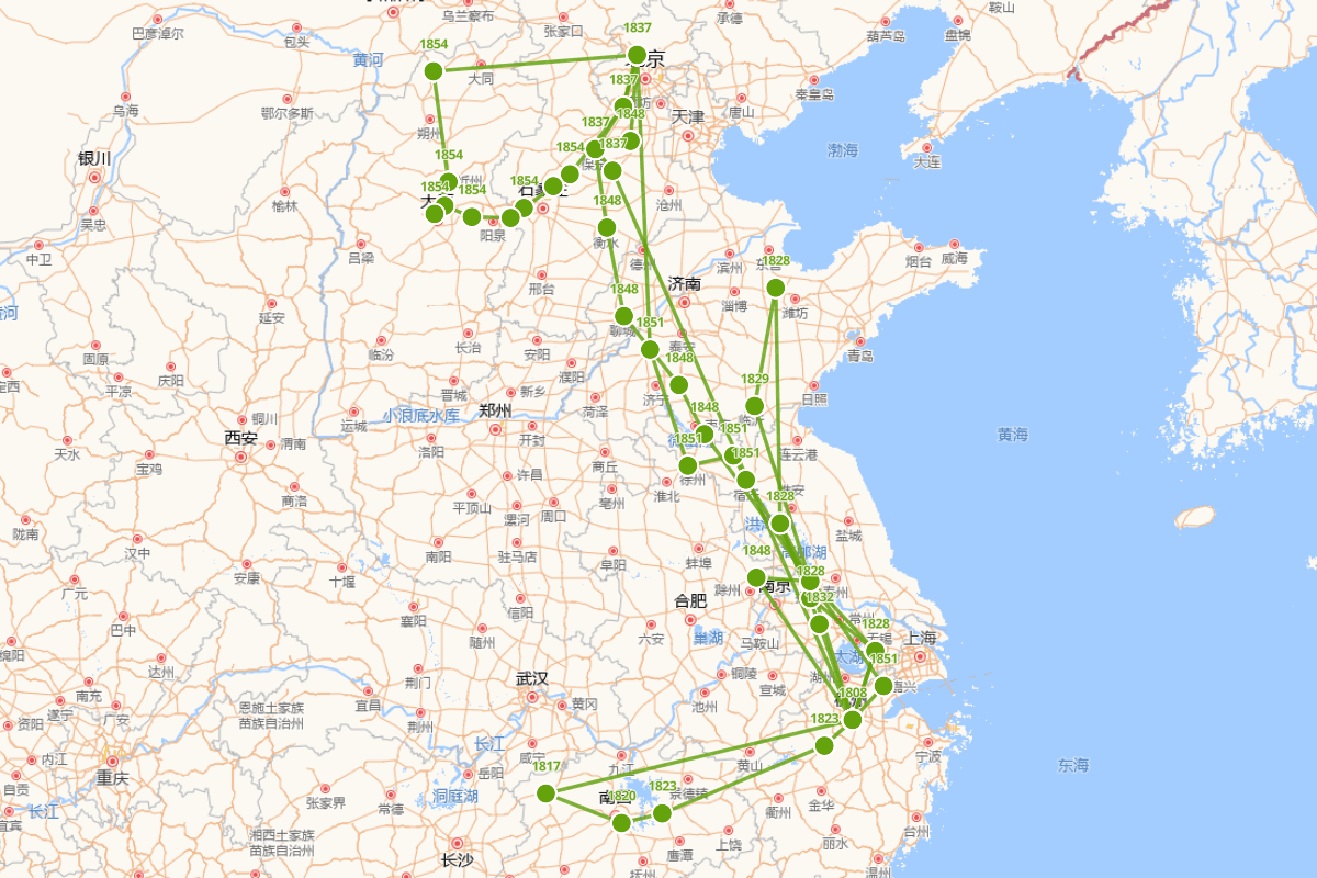 沈善宝人物行迹图（1808-1862）