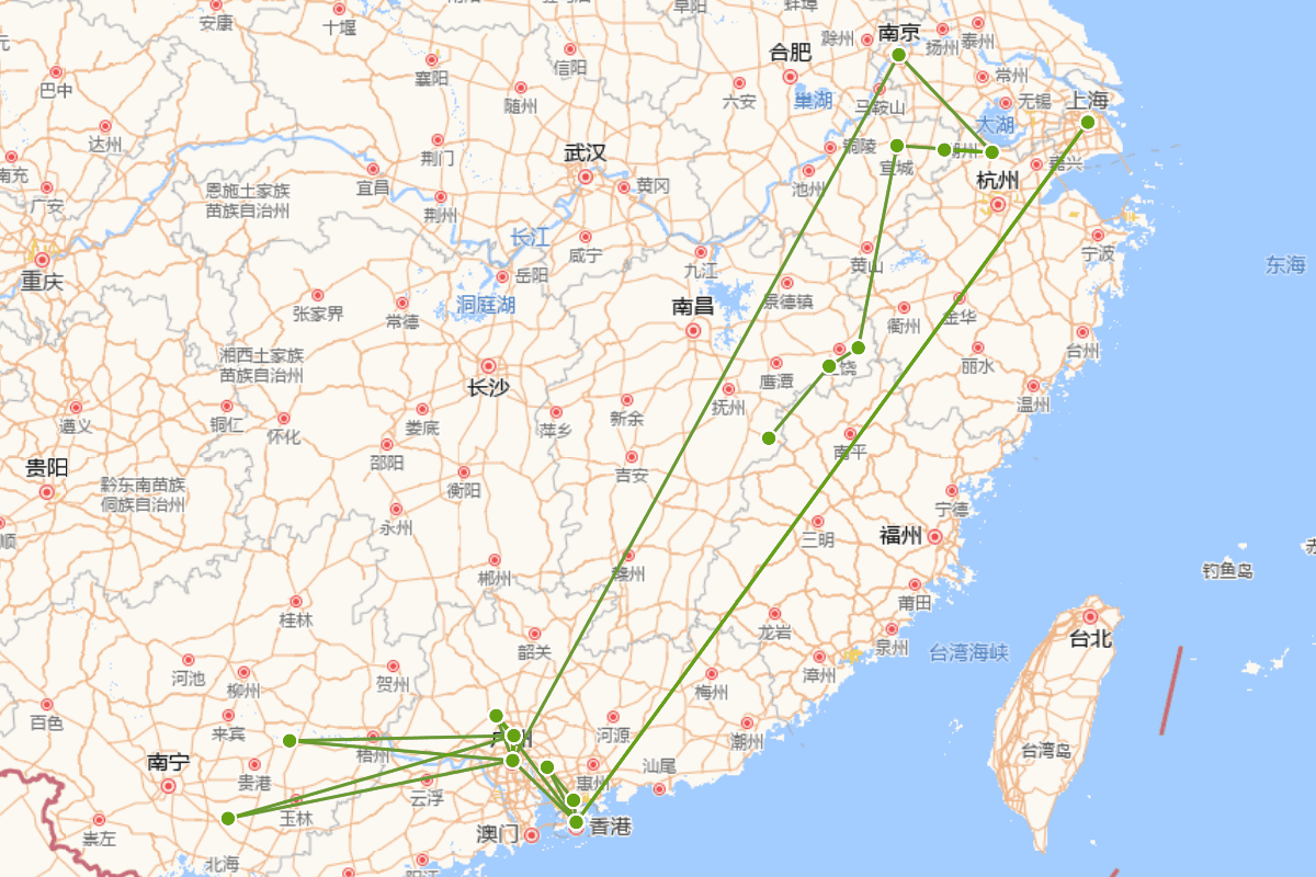 洪仁玕行跡圖（1822—1864）