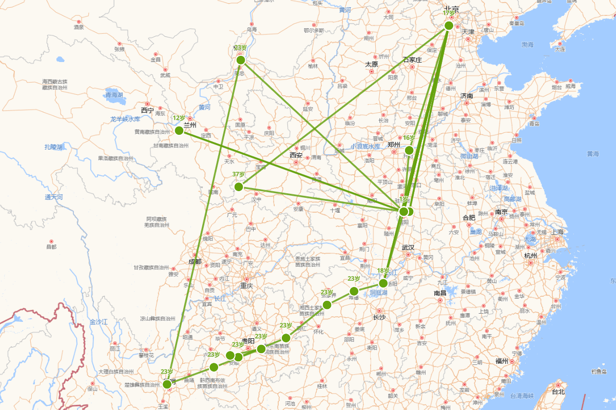 何景明行迹图（1483——1521）