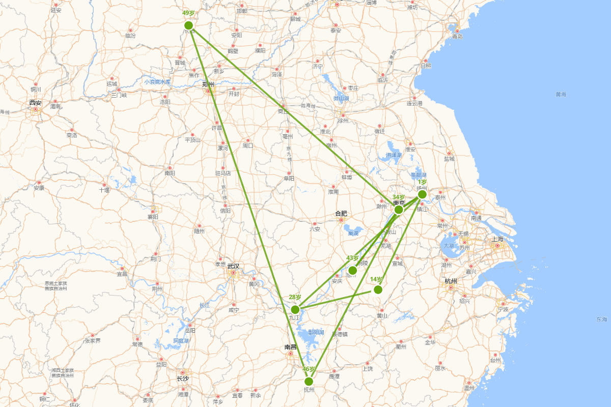 冯延巳行迹图（903-960）