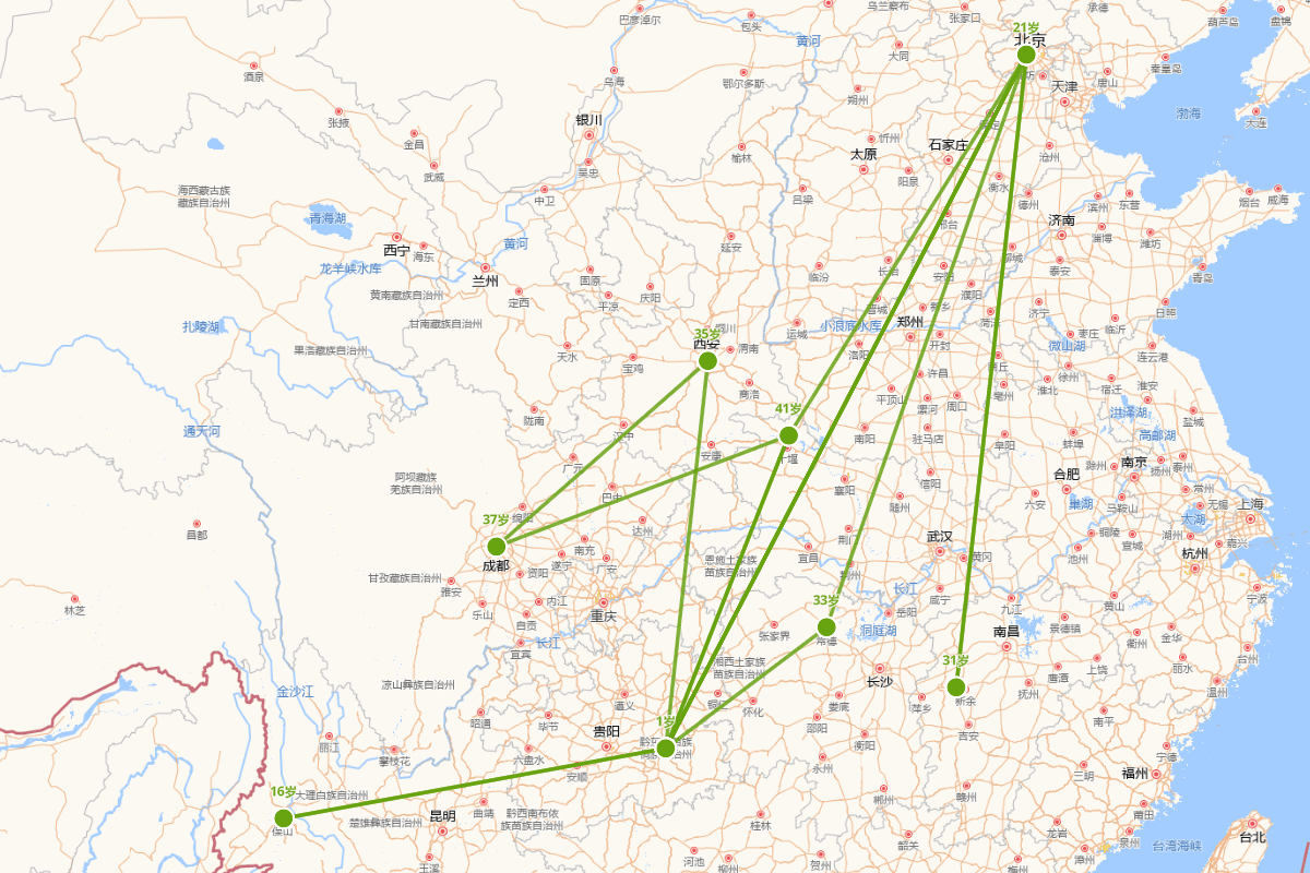 孙应鳌行迹图（1527-1584）
