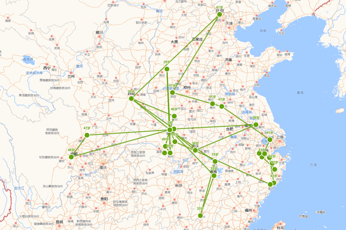 孟浩然行迹图(689-740)