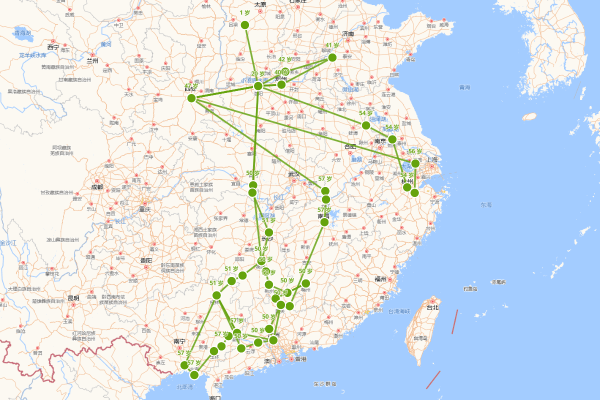 宋之问行迹图（约656—712）