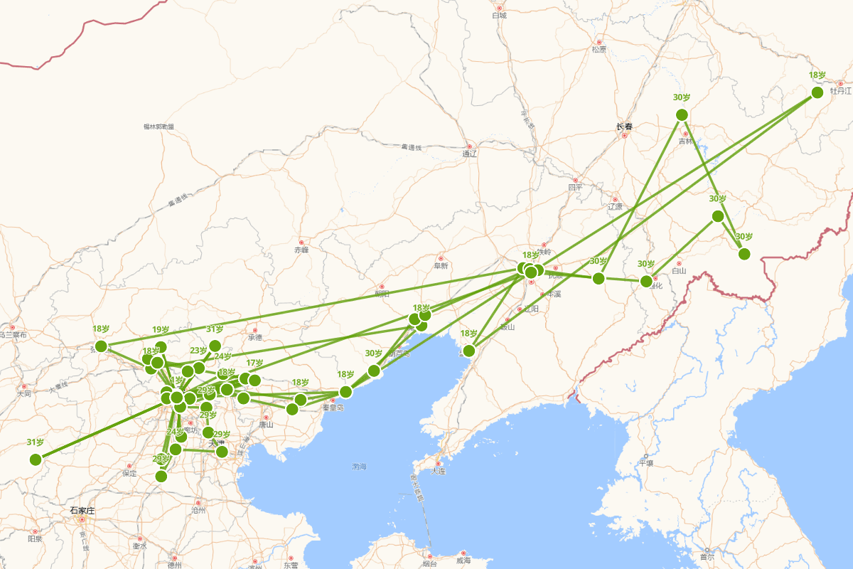 康熙南巡前行迹图（1654-1684）