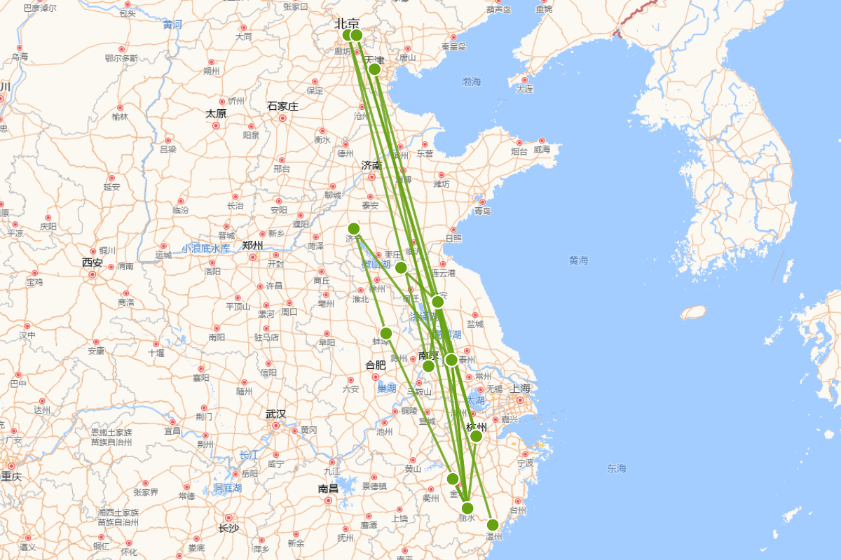 张璁行迹密度图