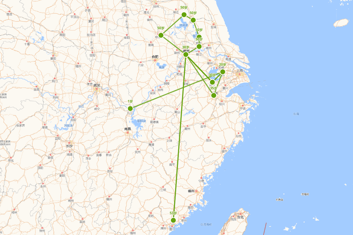 张羽（1333-1385）行迹图