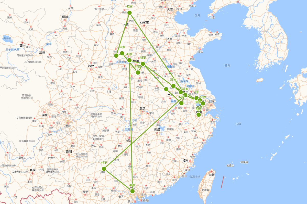 徐贲（1335-1379）行迹图