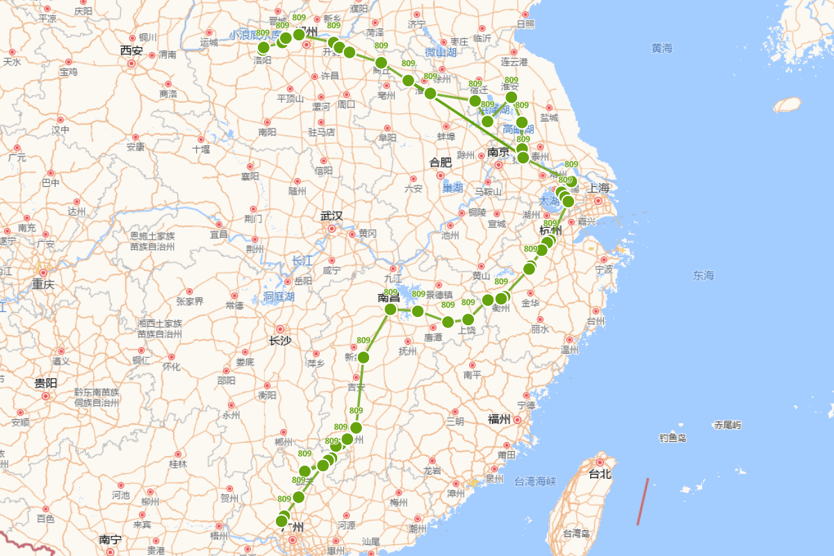 李翱《来南录》行迹图（772-841年）