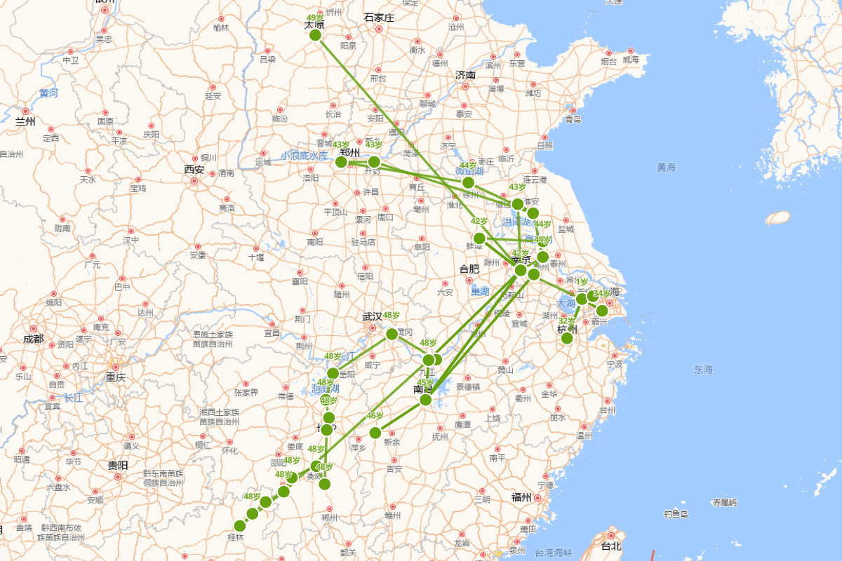 杨基（1326-1381）行迹图