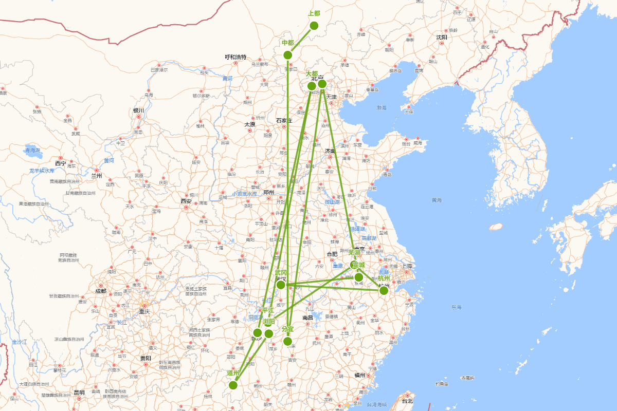 欧阳玄行迹图（1283-1357）