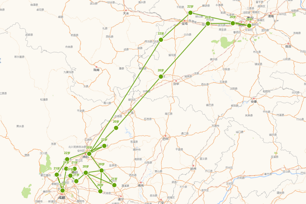 王勃蜀地行迹图