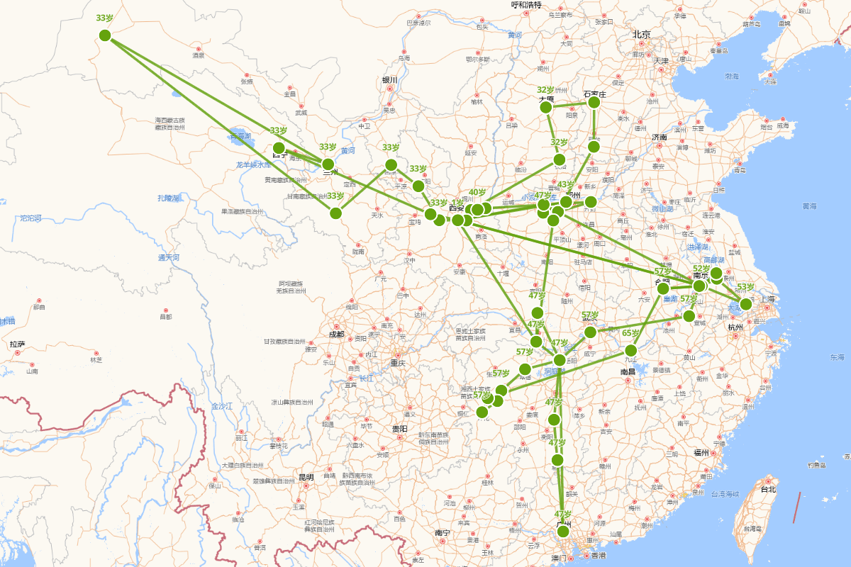 王昌龄行迹图（692-757）