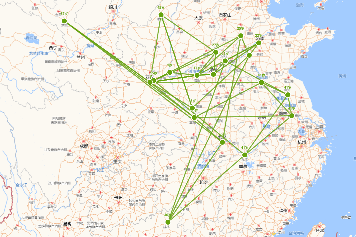 王维行迹密度图（701-761）