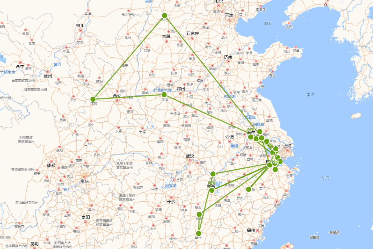 胡奎行迹图（1335-1409）