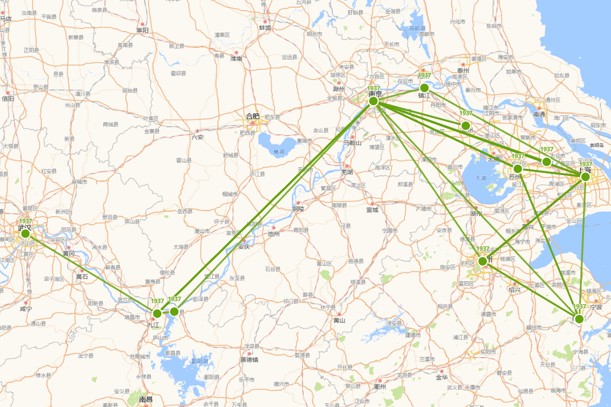 蒋介石1937年行迹图