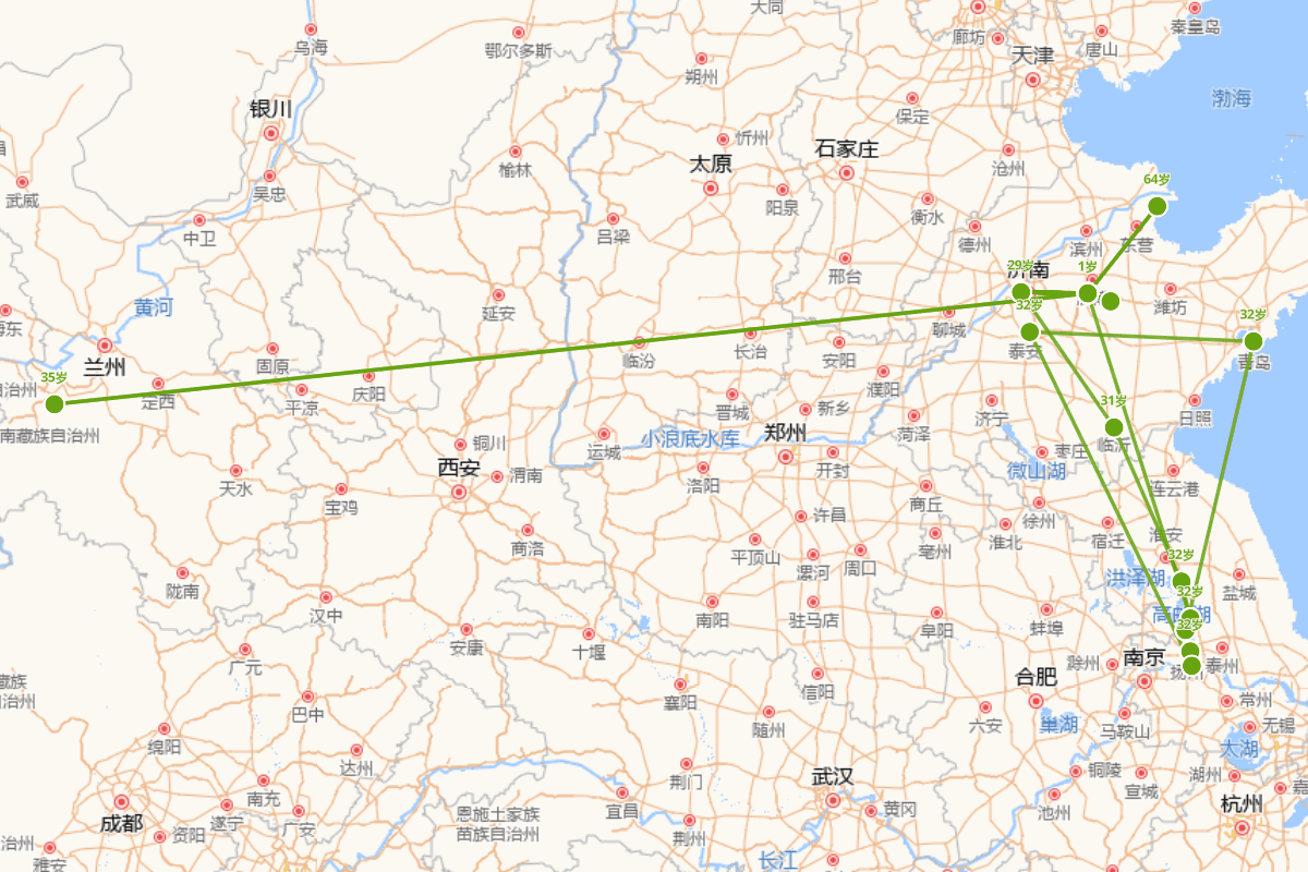 蒲松龄行迹图（1640-1715）