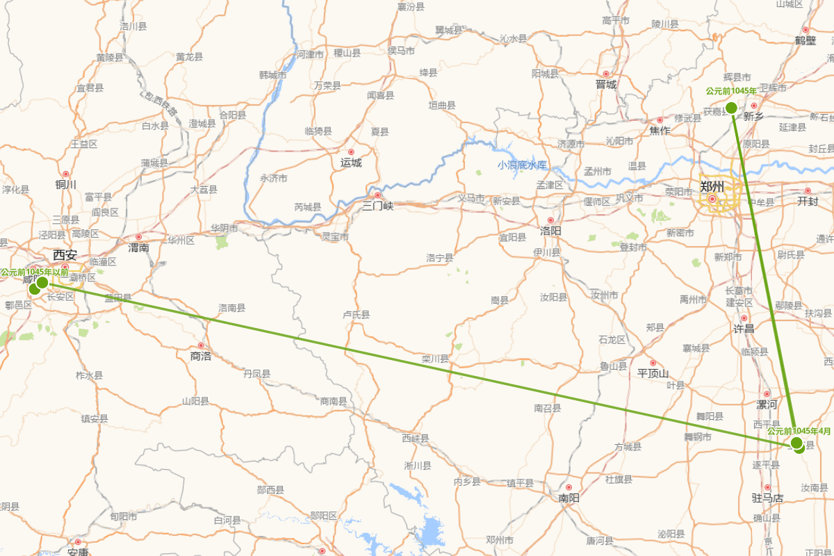 蔡叔度行迹图（？—公元前1039年？）